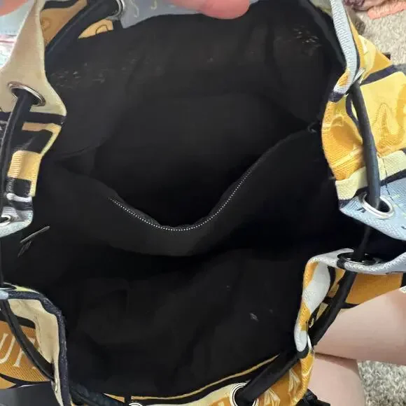 Harry Potter Hufflepuff House Block Pattern Knapsack Backpack Adjustable Straps - Picture 6 of 10